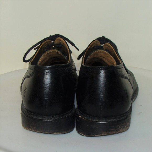FRYE MENS BLACK LEATHER OXFORD LACE UP SHOES 12D main image 5